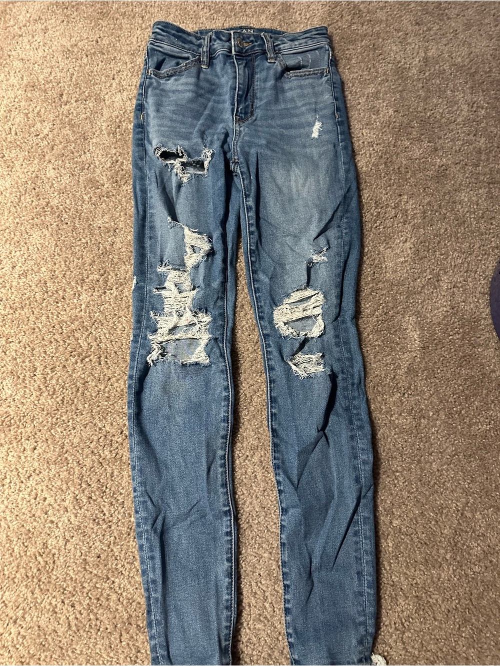 American Eagle Outfitters Distressed Blue Skinny Jeans